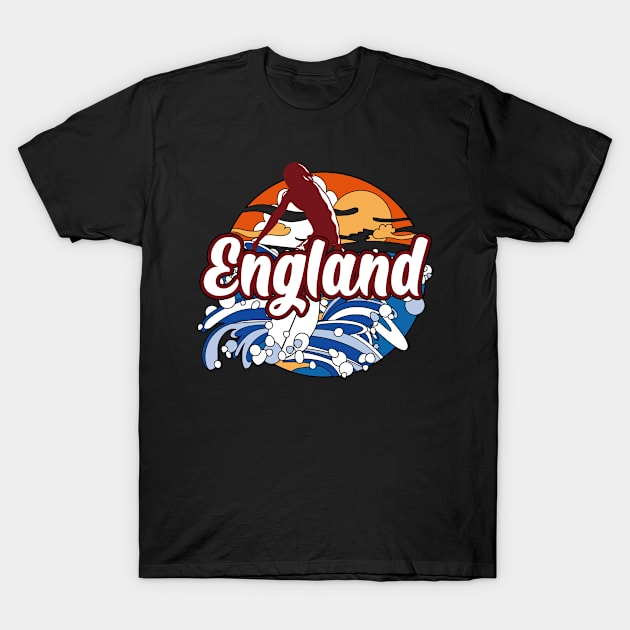 England surfing trip fitting gift. Perfect present for mother dad father friend him or her T-Shirt by SerenityByAlex